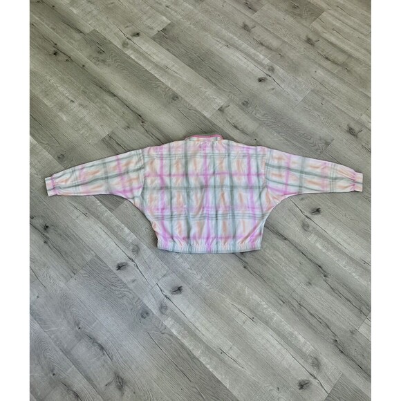 Vintage - TAIL Bomber Jacket-Green/Pink-White Plaid-size Medium - Picture 7 of 13